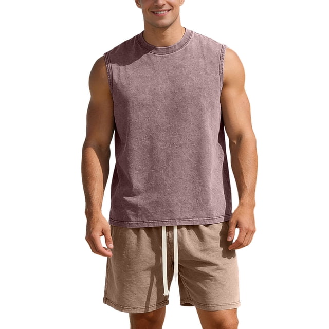 Men's Suit Set for Spring Summer Lightweight Breathable Vest and Relaxed Shorts Ensemble for Casual Daily Wear