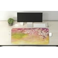 thumbnail image 2 of Nature Computer Mouse Pad, Japanese Cherry Sakura Floral Artwork in Soft Color over Blurred Background, Rectangle Non-Slip Rubber Mousepad X-Large, 35" x 15", Pink Green Yellow, by Ambesonne, 2 of 2