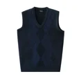 thumbnail image 3 of Suéter de punto negro Argyle para hombre, chaleco a cuadros sin mangas, ropa marrón para hombre, chaleco con cuello en V, réplica de alta calidad, pedido antiguo X, 3 of 5
