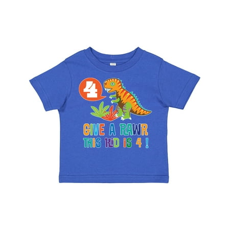 

Inktastic 4th Birthday Dinosaur Party Gift Toddler Boy or Toddler Girl T-Shirt