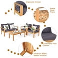 thumbnail image 5 of Costway 4PCS Patio Furniture Set Acacia Wood Thick Cushion Loveseat Sofa Garden, 5 of 11