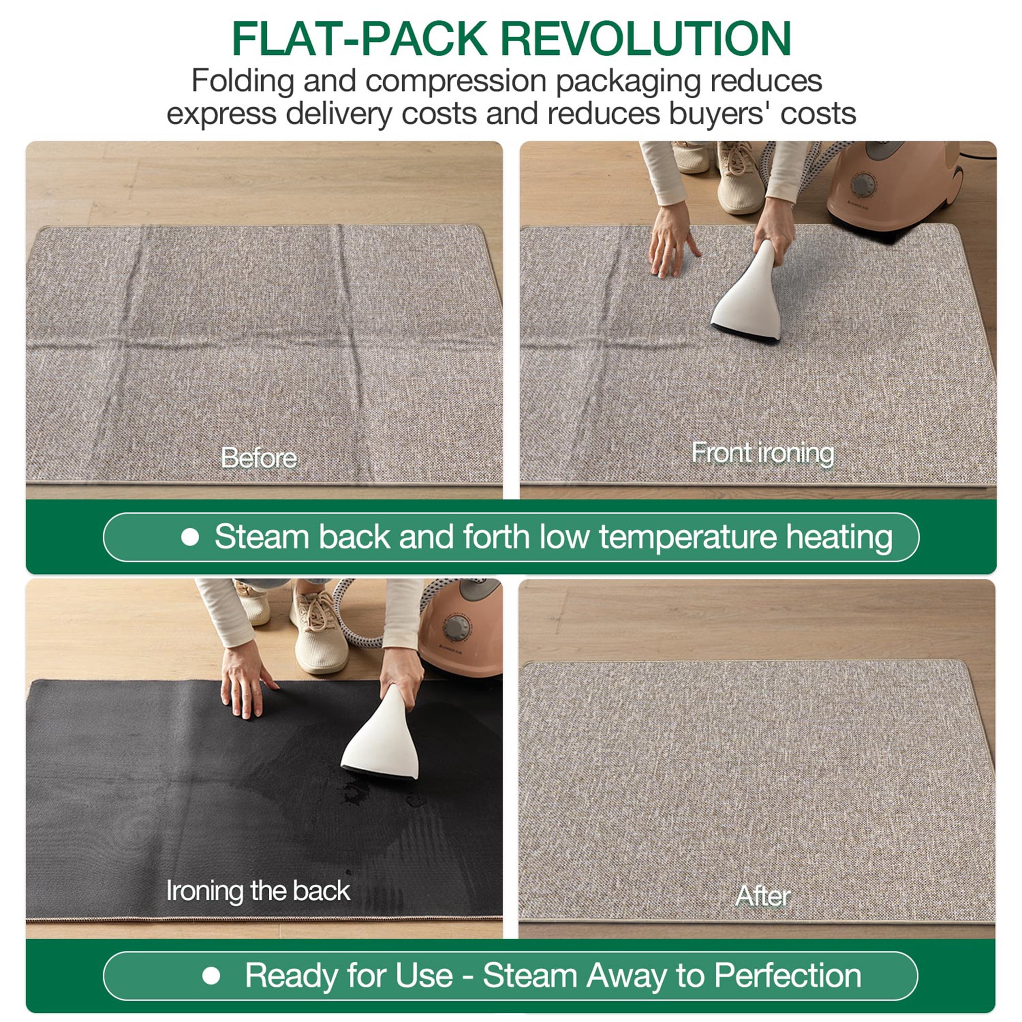 FRABE Ultra Thin Door Mat for Entryway, Low Profile Non Slip Rubber Backing Indoor Doormat, Easy Clean Welcome Entrance Mat for Inside House, Patio, Khaki 24"x36"