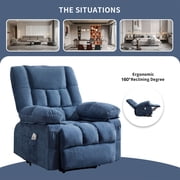 JONPONY Power Lift Recliner Chair Recliners for Elderly with Heat and Massage Recliner Chair for Living Room with Infinite Position and Side Pocket,USB Charge Port,Blue