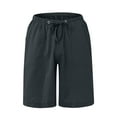 thumbnail image 4 of JGNGSHN Mens Summer Cotton Linen Shorts Solid Color Beach Shorts with Drawstring Pockets for Vacation, and Outdoor Activities, 4 of 9