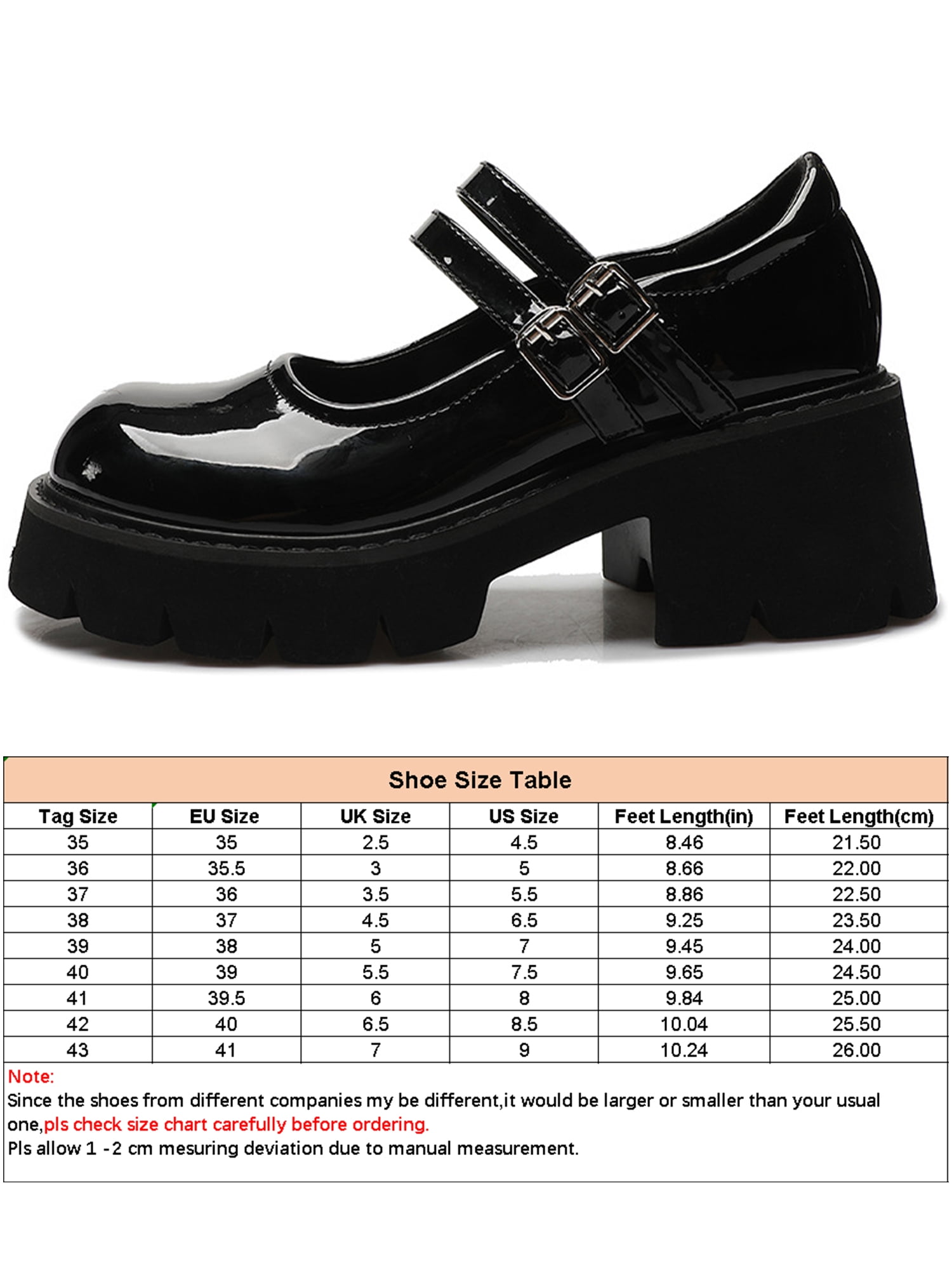 Ritualay Womens Fashion Chunky Heel Mary Jane Uniform Platform School Slip  Resistant Ankle Strap Leather Shoes Black 8 - Walmart.com