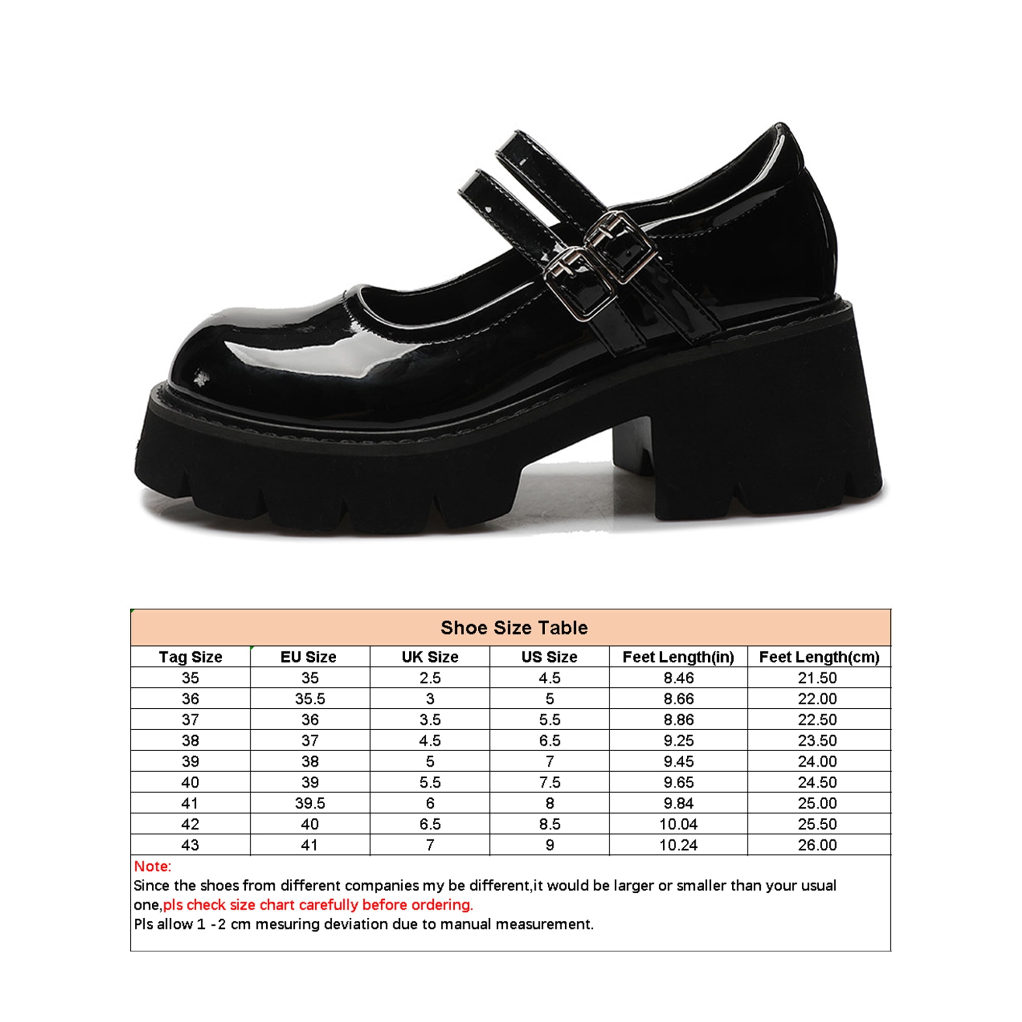 Woobling Women Casual Ankle Strap Pumps School Platform Lolita Shoes Fashion  Chunky Heel Loafers Black 9 | Walmart Canada