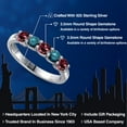 thumbnail image 2 of Gem Stone King 925 Sterling Silver Red Rhodolite Garnet and Blue Diamond Wedding-Bands Ring for Women | 0.96 Cttw | Round 3.5MM | Gemstone January Birthstone | Size 5, 2 of 6