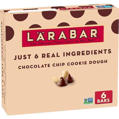 Larabar Chocolate Chip Cookie Dough, Gluten Free Vegan Fruit Nut Bars, 6 Ct - Pack of 2