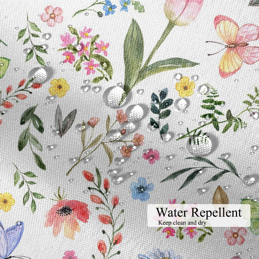 Pbobriich Floral Shower Curtain, Colorful Wildflower Shower Curtain with 12 Hooks , 72” x 72”