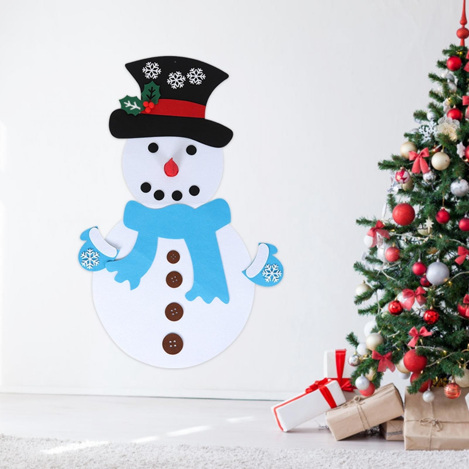 Riousery Kids Gifts DIY Felt Snowman Detachable Xmas Ornament Wall Hanging Games For Christmas Decorations Interactive Craft Kit With 29 Pieces 39.4 Inches / 100 cm Height Blue Scarf Edition