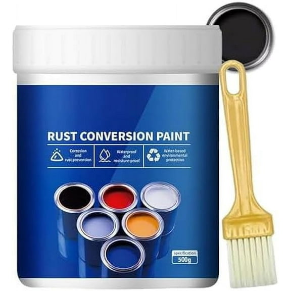 Weatherproof Rust Converter Paint for Metal, 500g Qidaxia Water-Based Metal Rust Inhibitor Multi-color Industrial Paint 4-in-1Rust Preventive (Black)