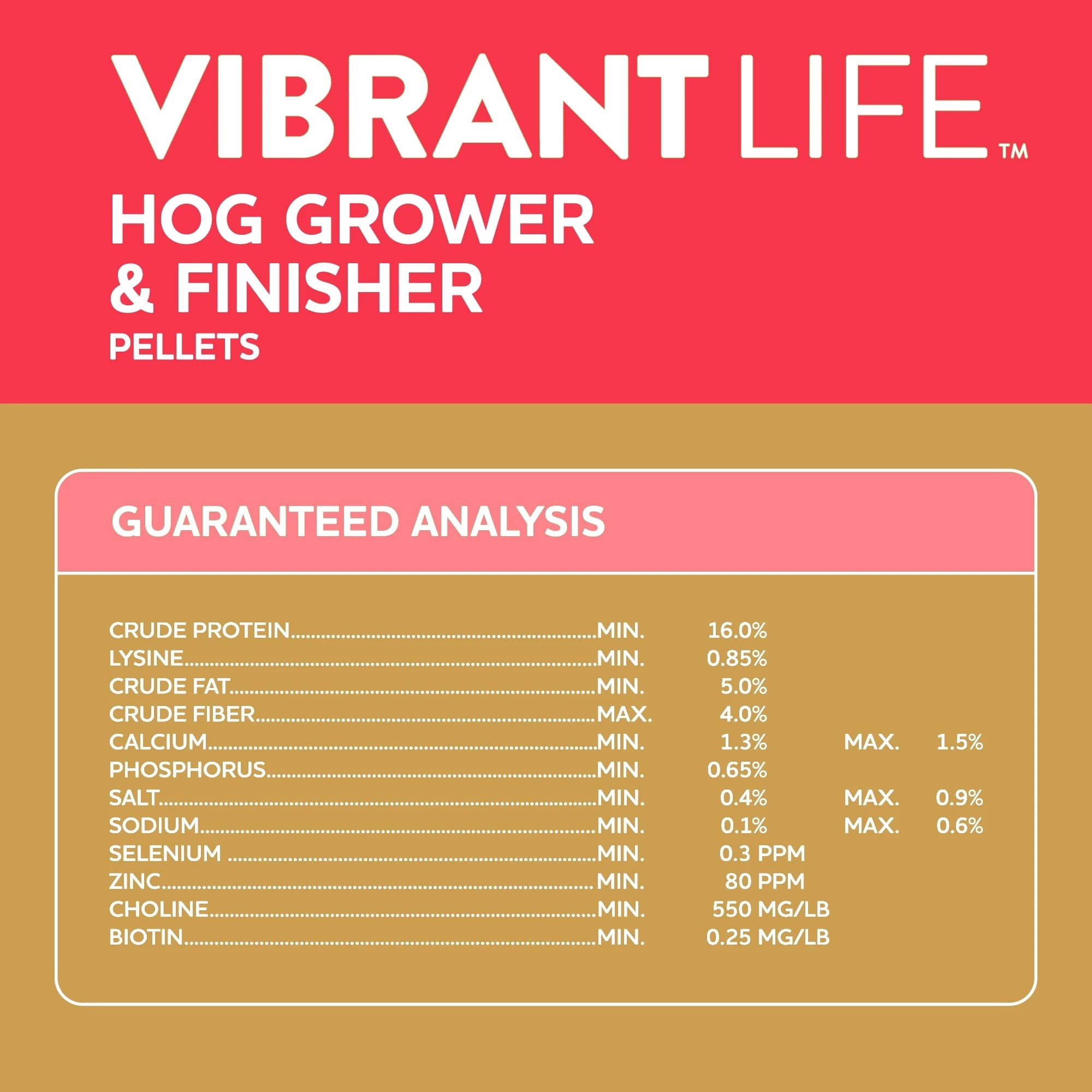 (6 pack) Vibrant Life Hog Grower & Finisher Pellet Feed, 40 lb Bag