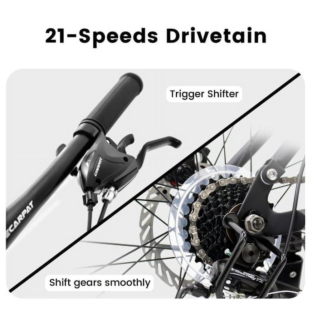 POVANLI Mountain Bike 26 Inch Wheel, 21-Speed U-Brakes Twist Shifter, Carbon Steel Frame Men Women Trail Commuter City Snow Beach Mountain Bikes Bicycles