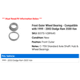 thumbnail image 2 of Front Outer Wheel Bearing - Compatible with 1999 - 2003 Dodge Ram 3500 Van 2000 2001 2002, 2 of 2