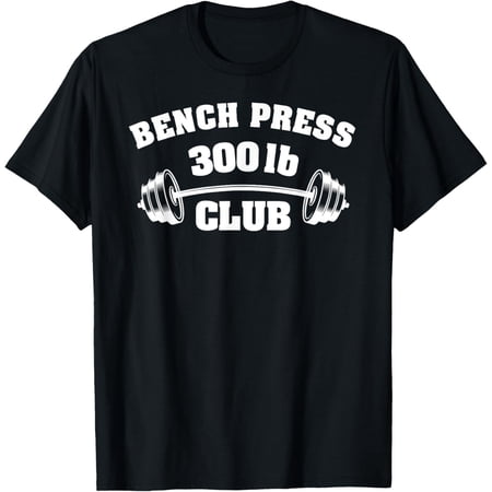 Retro Bench Press 300 lb Club Weightlifting Graphic T-Shirt - Funny Gym Workout Powerlifting Strength Training Tee for Men and Women