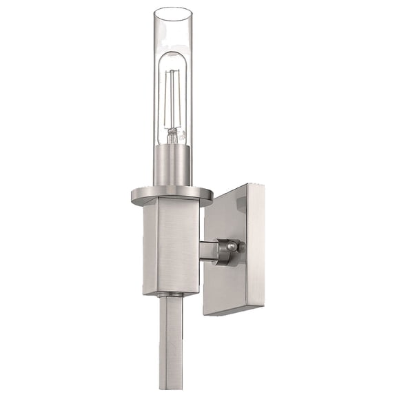 Roma 1-Light Glass Tube Wall Sconce - Brushed Nickel