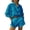 Lake Blue, variant on Womens Solid Color 2 Piece Outfits Long Sleeve Lapel Button Loose Fit Top Mini Shorts Summer Set Red XXL