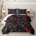 thumbnail image 2 of Feelyou Hippie Bat Twin Quilt Set, Spooky Gothic Floral Twin Coverlet Set, Black Red, 2-Piece, 1 Comforter and 1 Pillowcase, 2 of 7