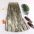 thumbnail image 5 of Gold Pleated Maxi Skirt, Accordion Elastic Waist Aline Swing, Metallic Shiny Long Party Skirts for Women, 5 of 5
