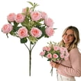 thumbnail image 2 of 2 Bunches 10 Heads Light Pink Small Osmanthus Roses Bouquet by Dusknt 10 Heads Artificial Roses for Wedding Decor Arrangements for Home Kitchen Dining Table Centerpieces, 2 of 5