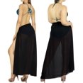 thumbnail image 5 of LA LEELA Women's Semi Sheer Sarong Swimwear Cover Up Summer Split Wrap Skirt Bikini Cover-Ups S Black, Plain, 5 of 5