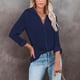 thumbnail image 1 of Blusas De Moda Para Mujer Blusas De Manga Larga De Color Puro Para Mujer Blusa Con Cuello En V Botón De Manga Larga Color Puro Tops Casuales Básicos De Moda Para Mujer Azul ANGGREK azul marino M, 1 of 6