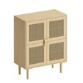 thumbnail image 5 of Tcbosik Wooden Storage Cabinet with 4 Rattan Doors, Freestanding Sideboard, Accent Shoe Cabinet for Bedroom,Living Room, Entryway, Hallways, Natural, 5 of 8