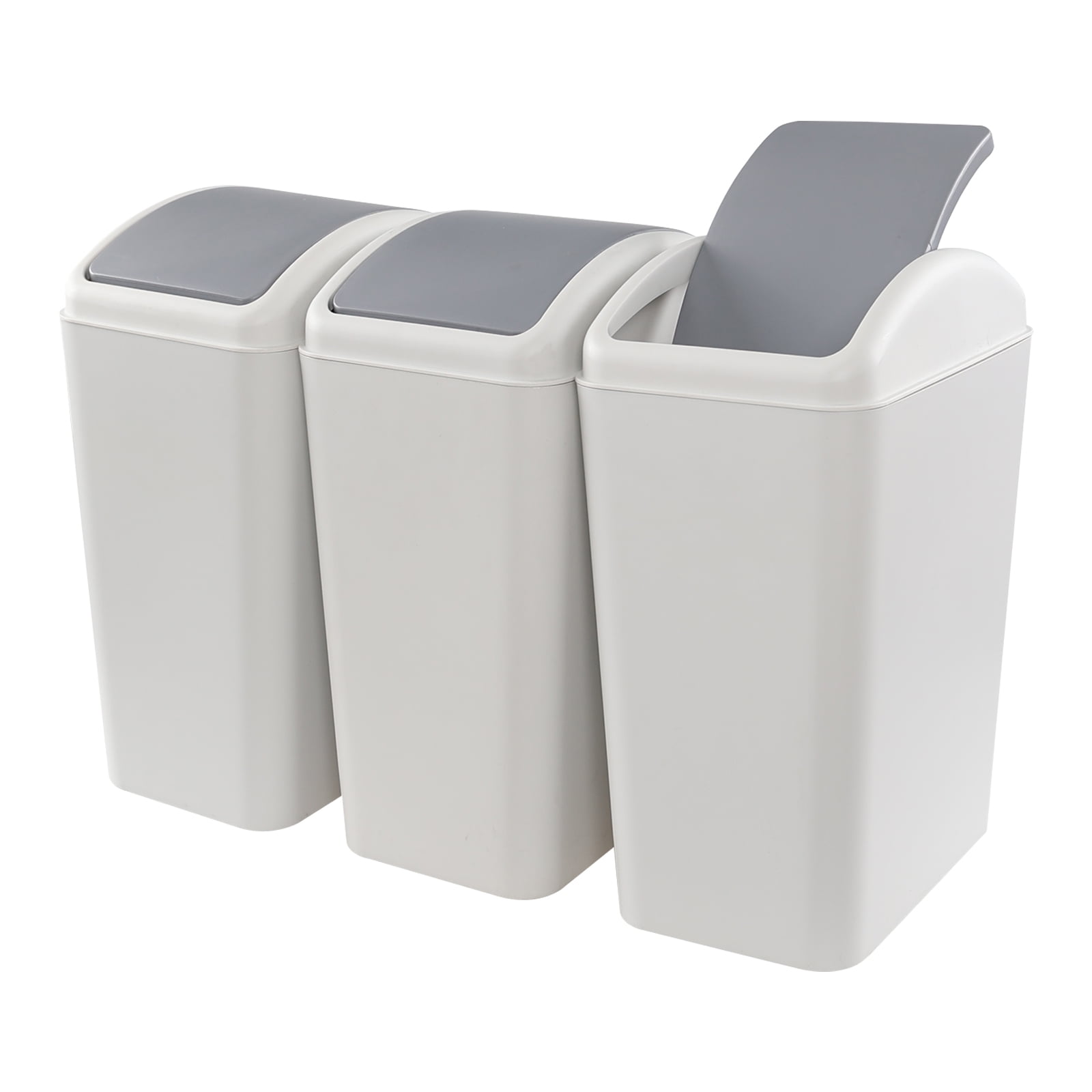 Vababa 3 Pack 4.5 Gallon Plastic Trash Can with Swing Lid, SwingTop