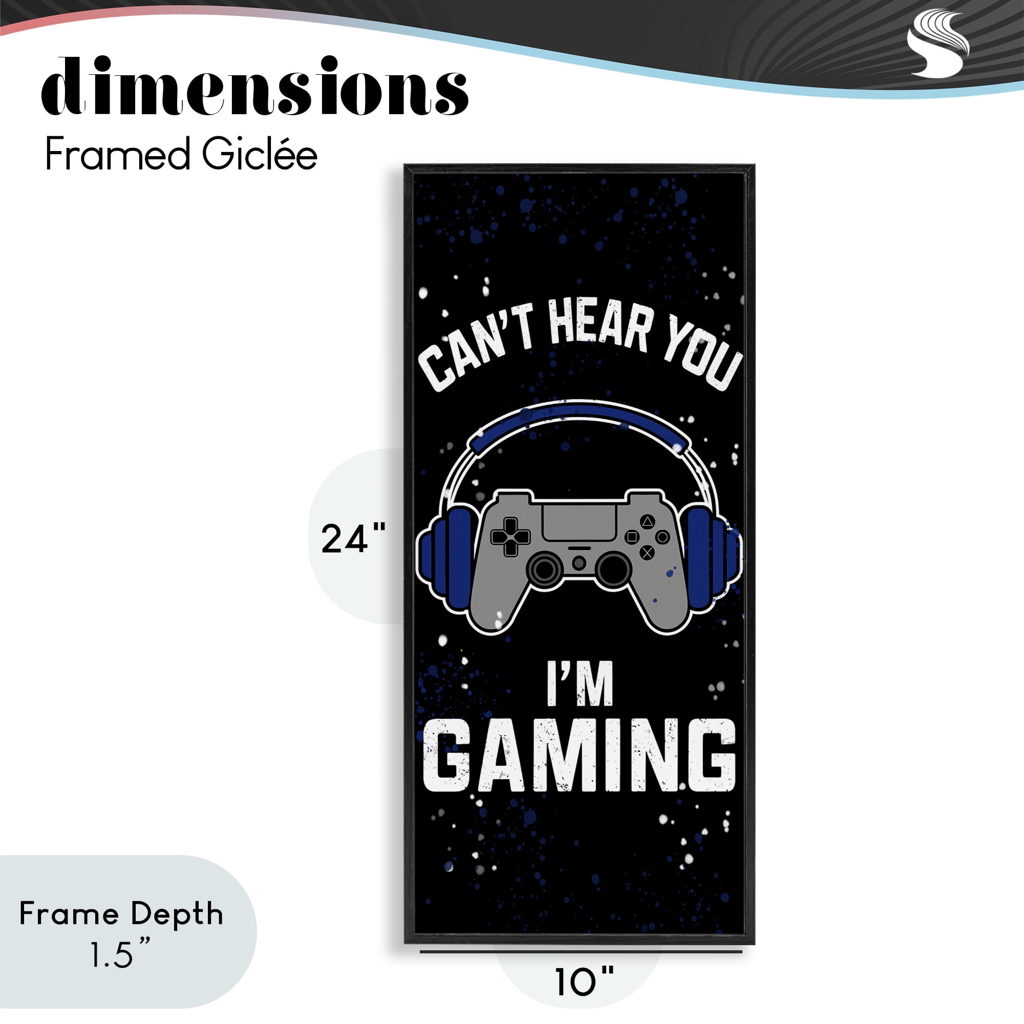 Stupell Industries Can't Hear You Gaming Black Framed Giclee Art, design by Kim Allen
