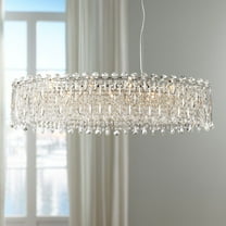 Possini Euro Design Alyssa Chrome Oval Island Chandelier 36 1/2" Wide Modern Crystal 11-Light LED Fixture for Dining Room House Foyer Kitchen Island