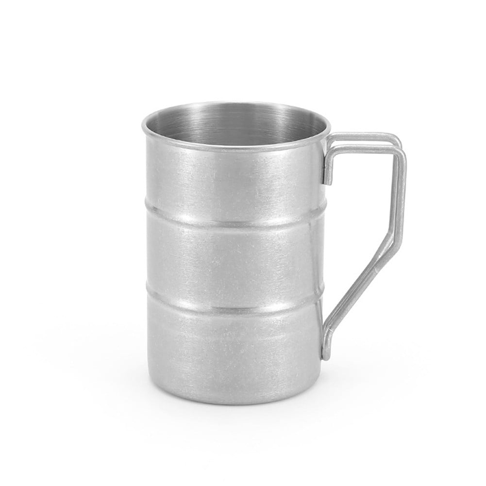 QXKE Stainless Steel Retro Barbecue Camping Beer Mug Tea Cup Drink Cup