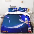thumbnail image 3 of Juego de funda nórdica de 3 piezas con estampado de animación digital 3D de Sonic, suave, textil para el hogar, 100 % poliéster, tamaño king, regalo para adolescentes, decoración del hogar, 3 of 4