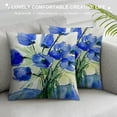 thumbnail image 3 of Nawypu Blue Flowers Decorative Pillow Covers,Tulip Blue Green Pasque-Flower Watercolor Pillow Covers  Square Cushion Decorative Pillow Case for Sofa Bed, 3 of 5