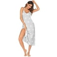 thumbnail image 2 of CHOK Nuisette Longue Sans Manches à Bretelles Spaghetti Col en U pour Femmes, Ourlet Fendu, Chemise de Nuit Décontractée, 2 of 8