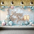 thumbnail image 3 of Gold Lettering Happy New Year Banner Light Blue Theme New Year Banner Elegant Design Festive Celebration Banner for New Year Party Holiday Celebration Indoor Decoration, 3 of 7
