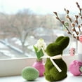 thumbnail image 5 of yulier Easter Bunny Figurines, Green Faux Moss Foam Bunny Statue, Easter Garden Flocked Rabbit Sculpture Home Tabletop Ornaments Easter Decorations Easter Gifts for Kids, 5 of 6