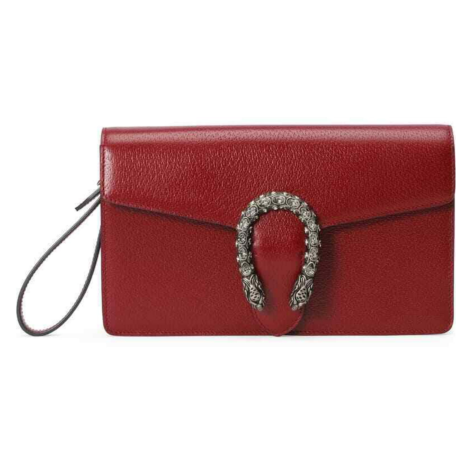 Dionysus Leather Mini Chain Wallet, Red