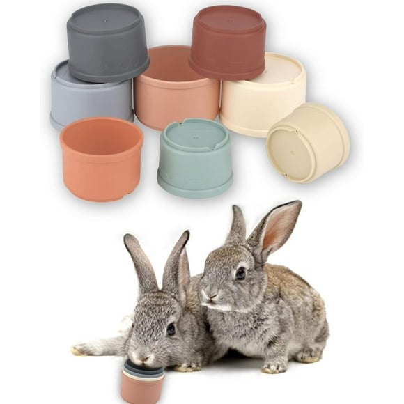 Pack of 8 Stacking Cups for Rabbits, Multicoloured Rabbit Stacking Cups Toy Bunny Nesting Toy