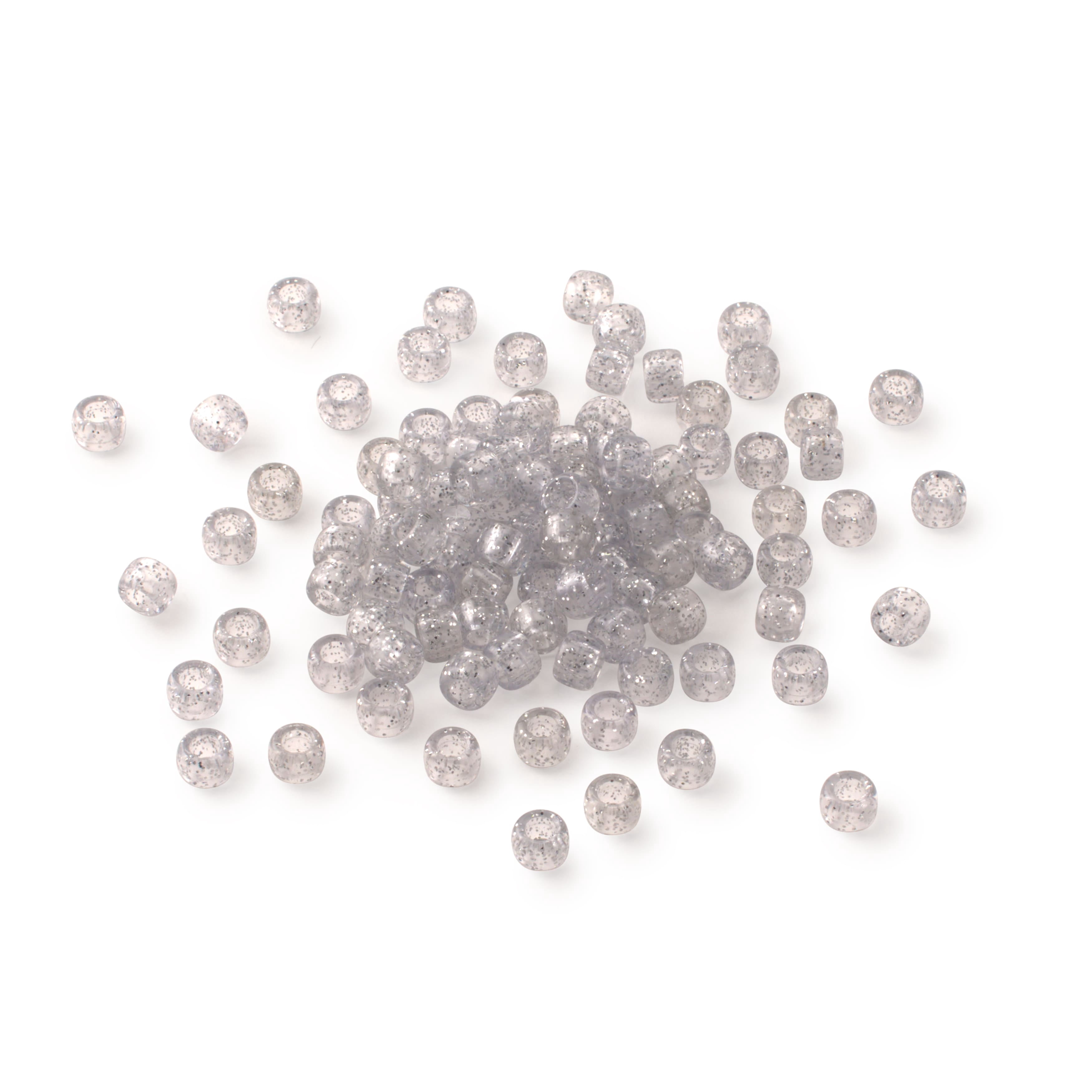 12 Packs: 580 ct. (6,960 total) Silver Glitter Pony Beads by Creatology - 6mm x 9mm