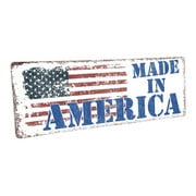Made in America 4"x12" Metal Sign, Wall Décor for Home and Office