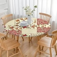 thumbnail image 3 of Pioneer Flower Floral Print Pattern Round Fitted Tablecloth with Elastic Edge,Dining Table Cover Waterproof,Outdoor Round Tablecloth for Camping,Dining,Indoor and Outdoor, 3 of 7