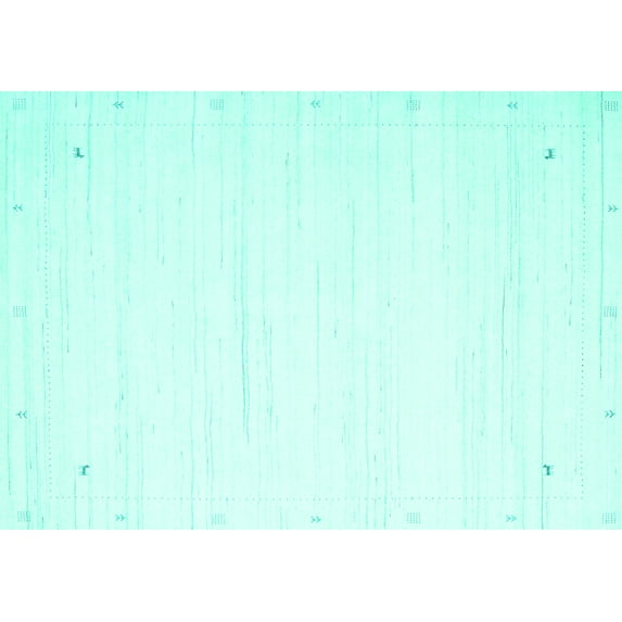 Ahgly Company Machine Washable Indoor Rectangle Solid Turquoise Blue Modern Area Rugs, 3' x 5'