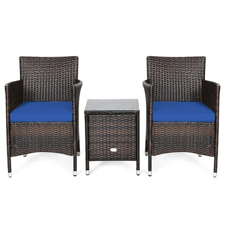 Top 3 Piece Patio Wicker Rattan Furniture Set Conversation Sofa With Coffee Table Blue Canada Top 3 Piece Patio Wicker Rattan, 3 Piece Resin Wicker Patio Furniture Set