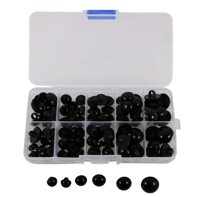 Set of 100 Pieces Eyes Noses Round Buttons 9-15mm Doll,
