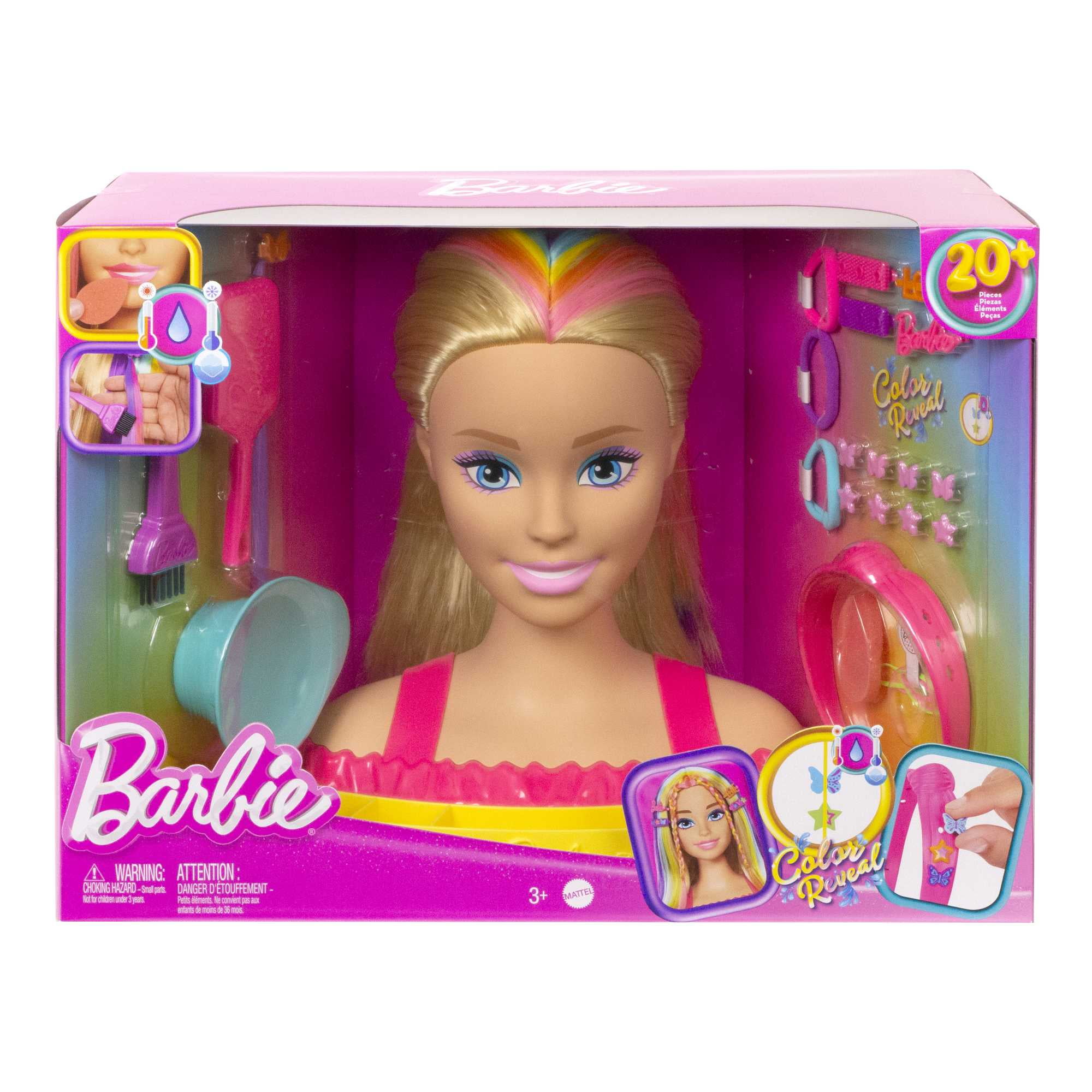 Barbie Rainbow Sparkle Deluxe Styling Head, Black Hair, Kids Toys for Ages 3 Up, Gifts and Presents, Size: 15.5 inches; 6.88 inches; 12.75 Inches