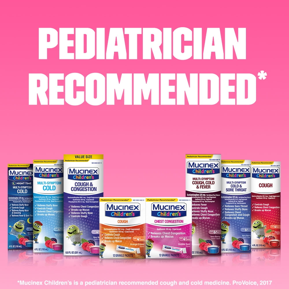 Mucinex Children's Chest Congestion Expectorant Bubble Gum Mini-Melts Packets, 12 count