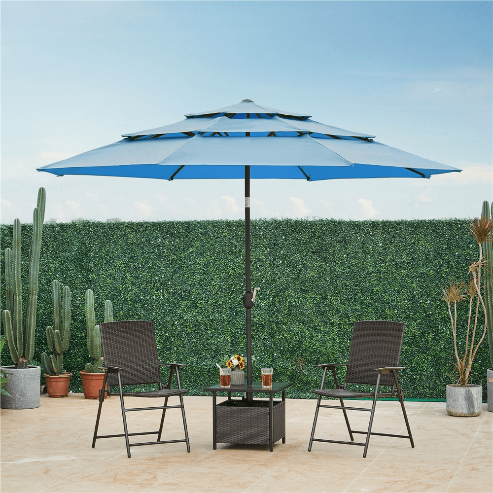 Alden Design 10ft Patio Umbrella with 8 Sturdy Ribs for Outdoor, Sky Blue