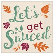Amscan Paper Fall Let's Get Sauced Beverage Napkins, 5" x 5"