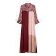 thumbnail image 4 of SAWOBUUN Womens Boho Striped Shirt Dress 3/4 Sleeve Color Block Button Maxi Dress Loose Fit Casual Beach Sundress, 4 of 5