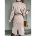 thumbnail image 3 of LinYooLi Trench Coats for Women Casual Lapel Long Solid Color Wrap Coat Wool Blend Overcoat Shacket Jacket, 3 of 4